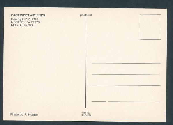 Boeing B.737-2S3, EAST WEST